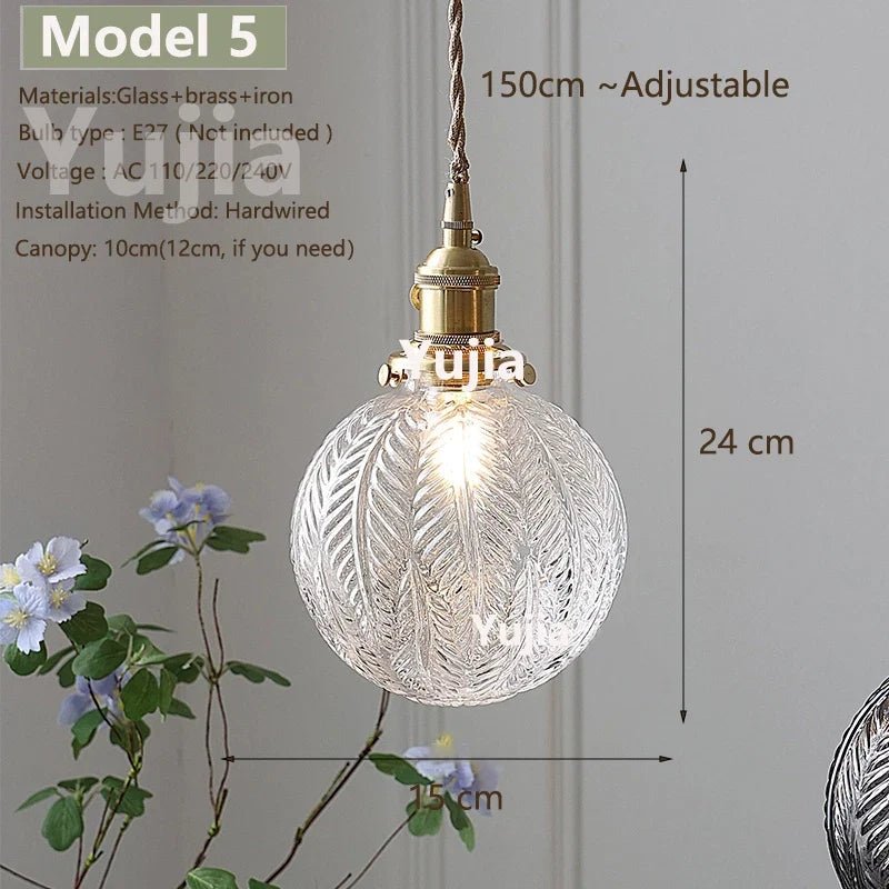 Vintage Green Glass Pendant Light With Brass Details - Decorbites