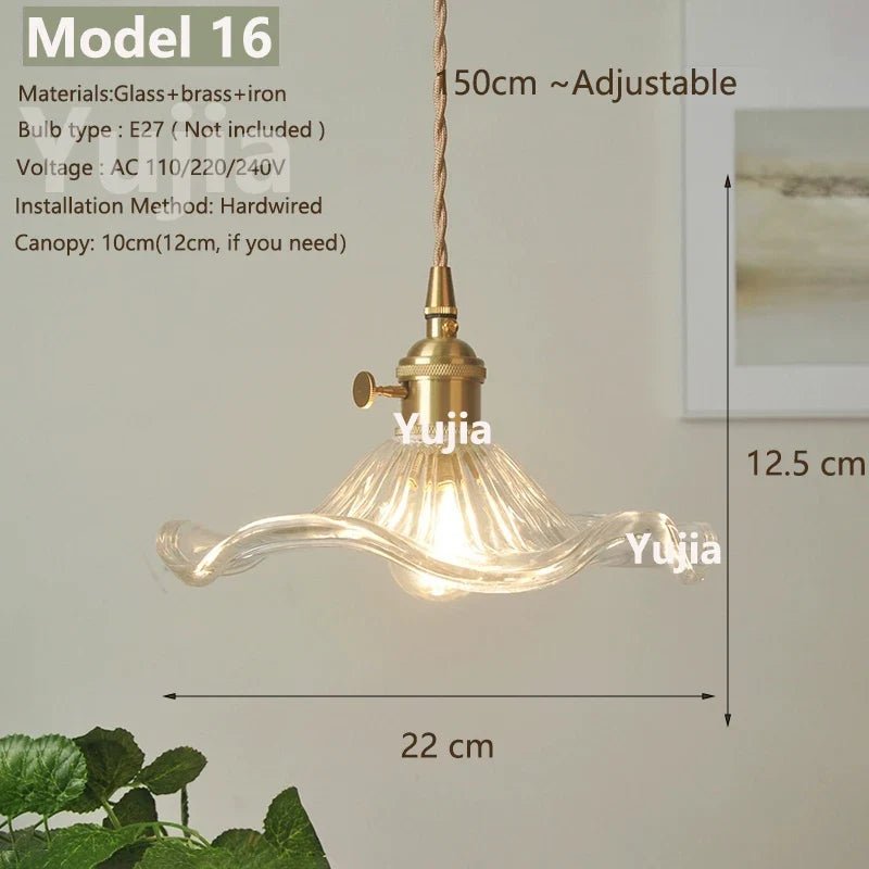Vintage Green Glass Pendant Light With Brass Details - Decorbites