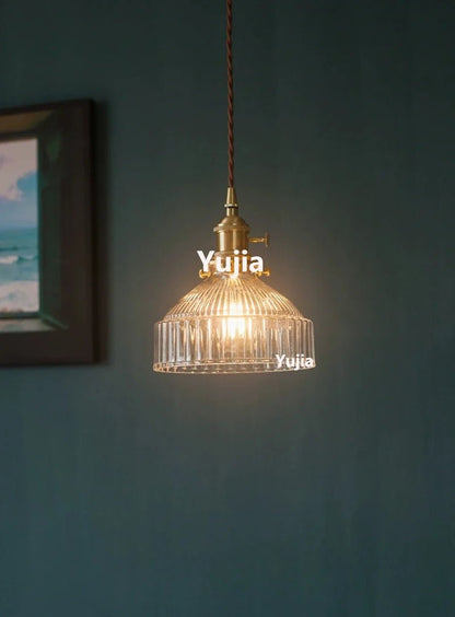 Vintage Green Glass Pendant Light With Brass Details - Decorbites