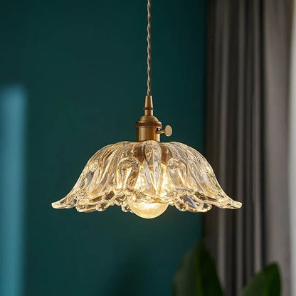 Vintage Green Glass Pendant Light With Brass Details - Decorbites
