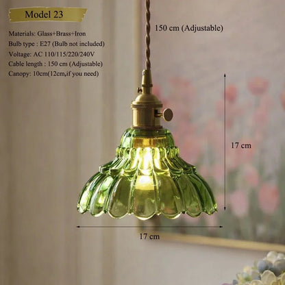 Vintage Green Glass Pendant Light With Brass Finish - Decorbites