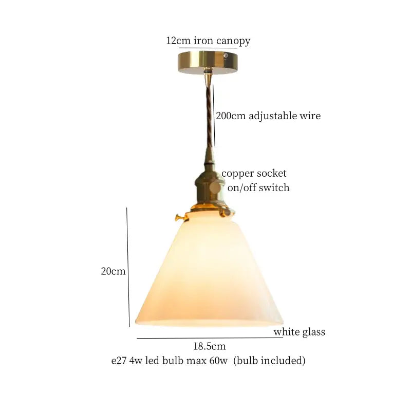 Vintage green lotus led pendant light with brass iron canopy, adjustable copper wire, and white glass shade for dining room