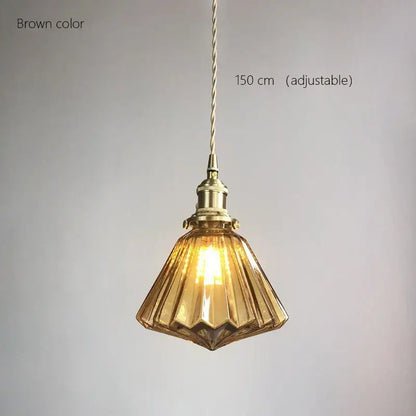 Brown amber glass pendant light with brass pumpkin led fixture and adjustable 150 cm cord for bedroom decorbites brass pumpkin
