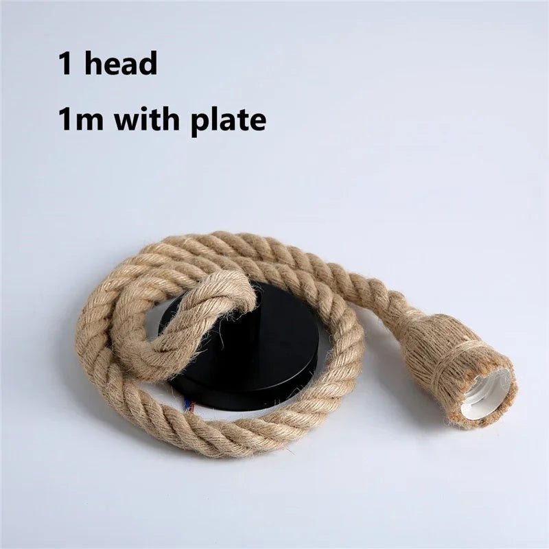 Vintage Hemp Rope Industrial Pendant Light - Decorbites