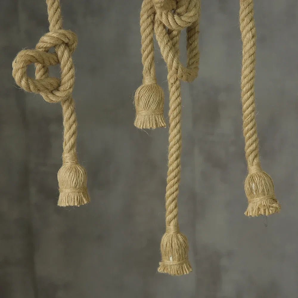 Vintage Hemp Rope Industrial Pendant Light - Decorbites
