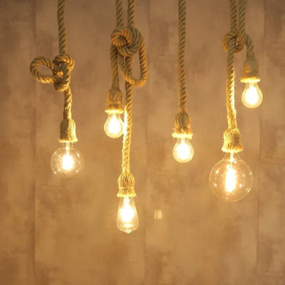 Vintage Hemp Rope Industrial Pendant Light - Decorbites