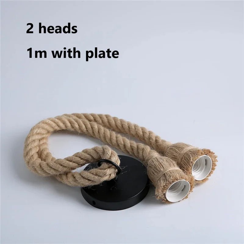 Vintage Hemp Rope Industrial Pendant Light - Decorbites