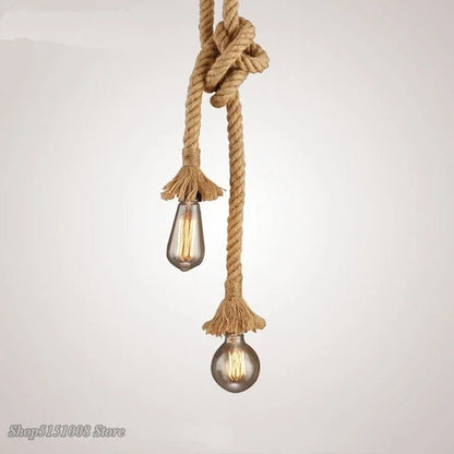 Vintage Hemp Rope Industrial Pendant Light - Decorbites