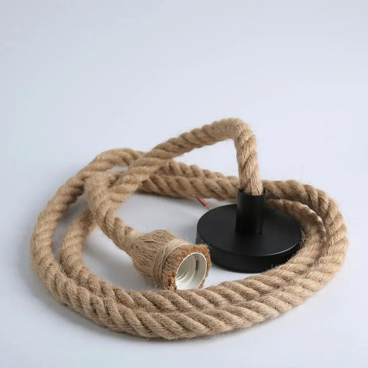 Vintage Hemp Rope Industrial Pendant Light - Decorbites
