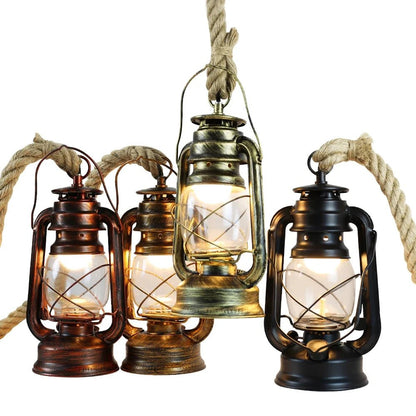 Vintage Hemp Rope Lantern Pendant Light - Decorbites