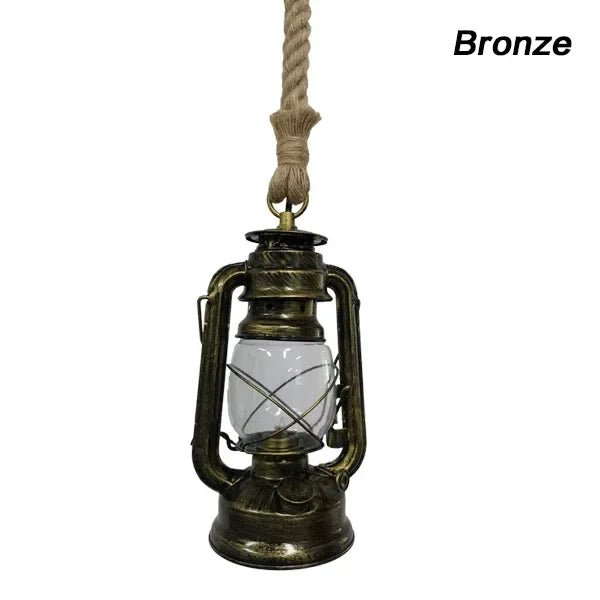 Vintage Hemp Rope Lantern Pendant Light - Decorbites