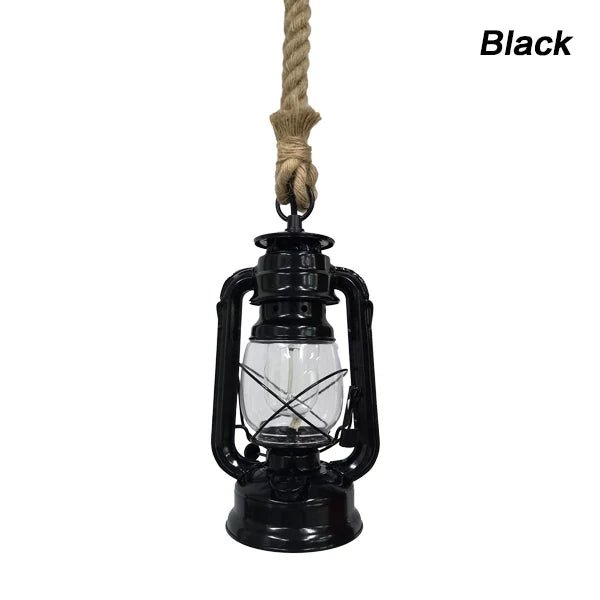 Vintage Hemp Rope Lantern Pendant Light - Decorbites