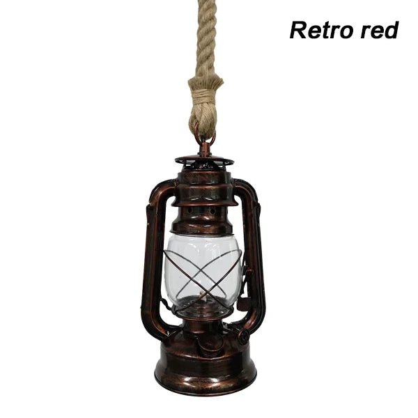 Vintage Hemp Rope Lantern Pendant Light - Decorbites