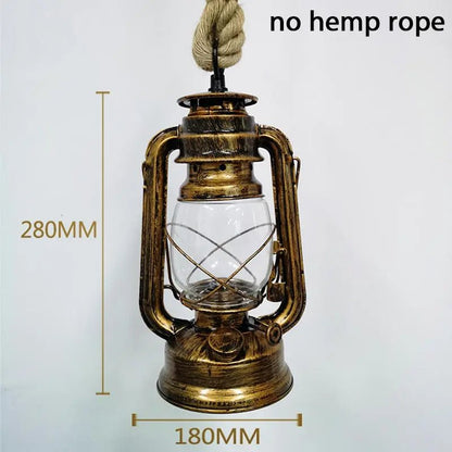 Vintage Hemp Rope Lantern Pendant Light - Decorbites