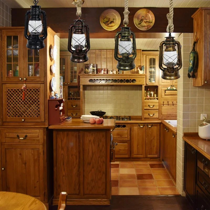 Vintage Hemp Rope Lantern Pendant Light - Decorbites