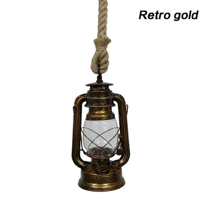 Vintage Hemp Rope Lantern Pendant Light - Decorbites