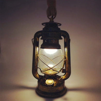 Vintage Hemp Rope Lantern Pendant Light - Decorbites