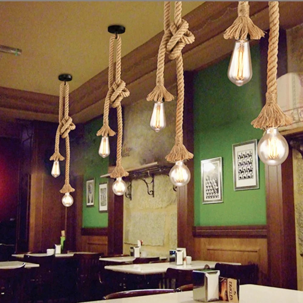 Vintage Hemp Rope Pendant Light With E27 Socket - Decorbites