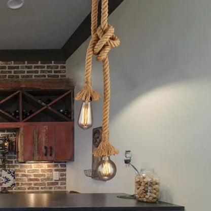 Vintage Hemp Rope Pendant Light With E27 Socket - Decorbites