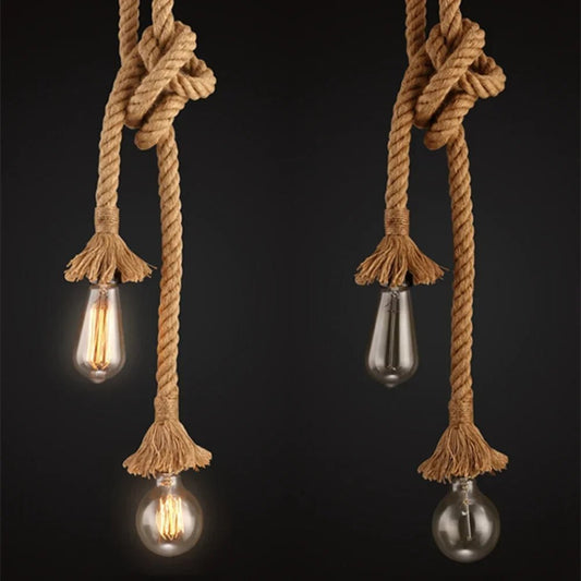 Vintage Hemp Rope Pendant Light With E27 Socket - Decorbites