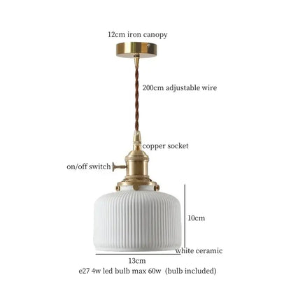 White ribbed ceramic led pendant light with brass accents and adjustable copper socket for kitchen decorbites ceramic led decor