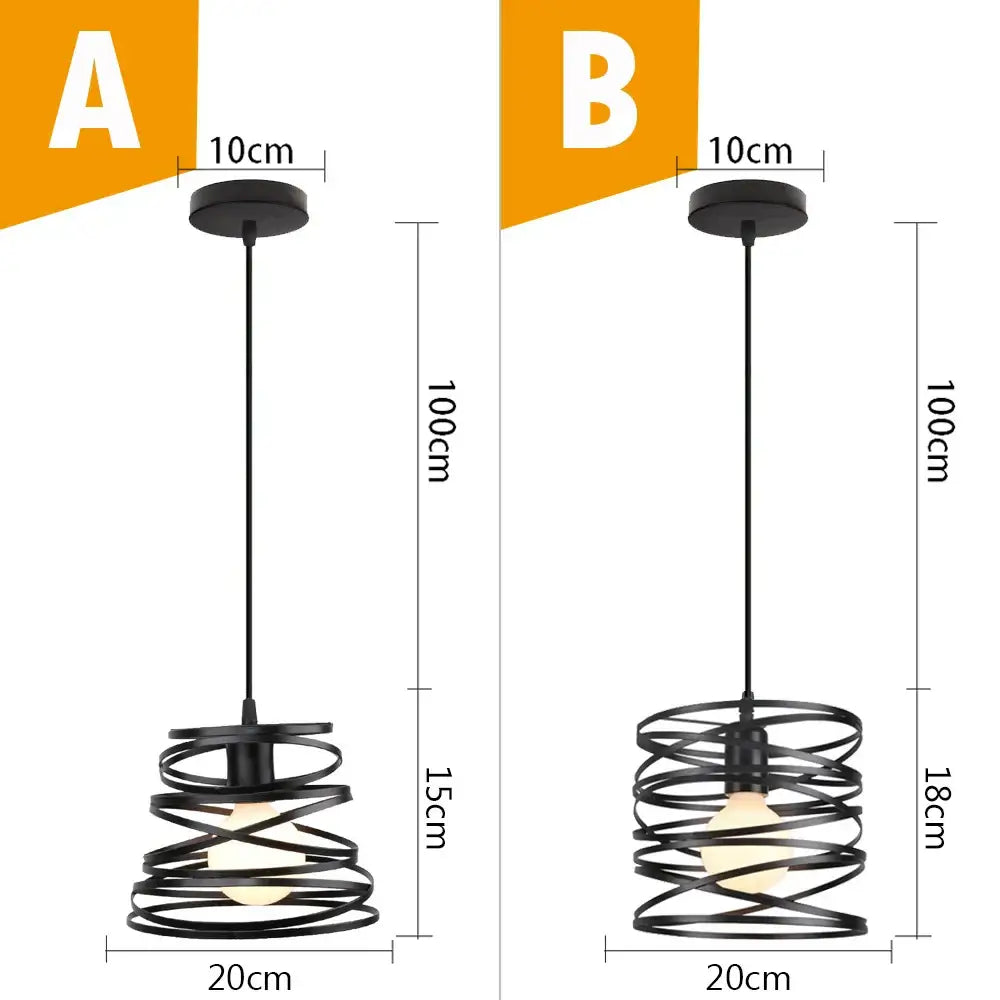 Black metal cage pendant light vintage industrial black metal spiral pendant light kitchen lighting decorbites models a and b