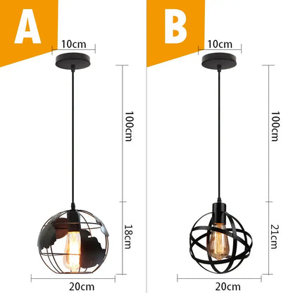 Vintage industrial black metal cage pendant light featuring exposed filament bulbs for kitchen lighting decorbites black metal