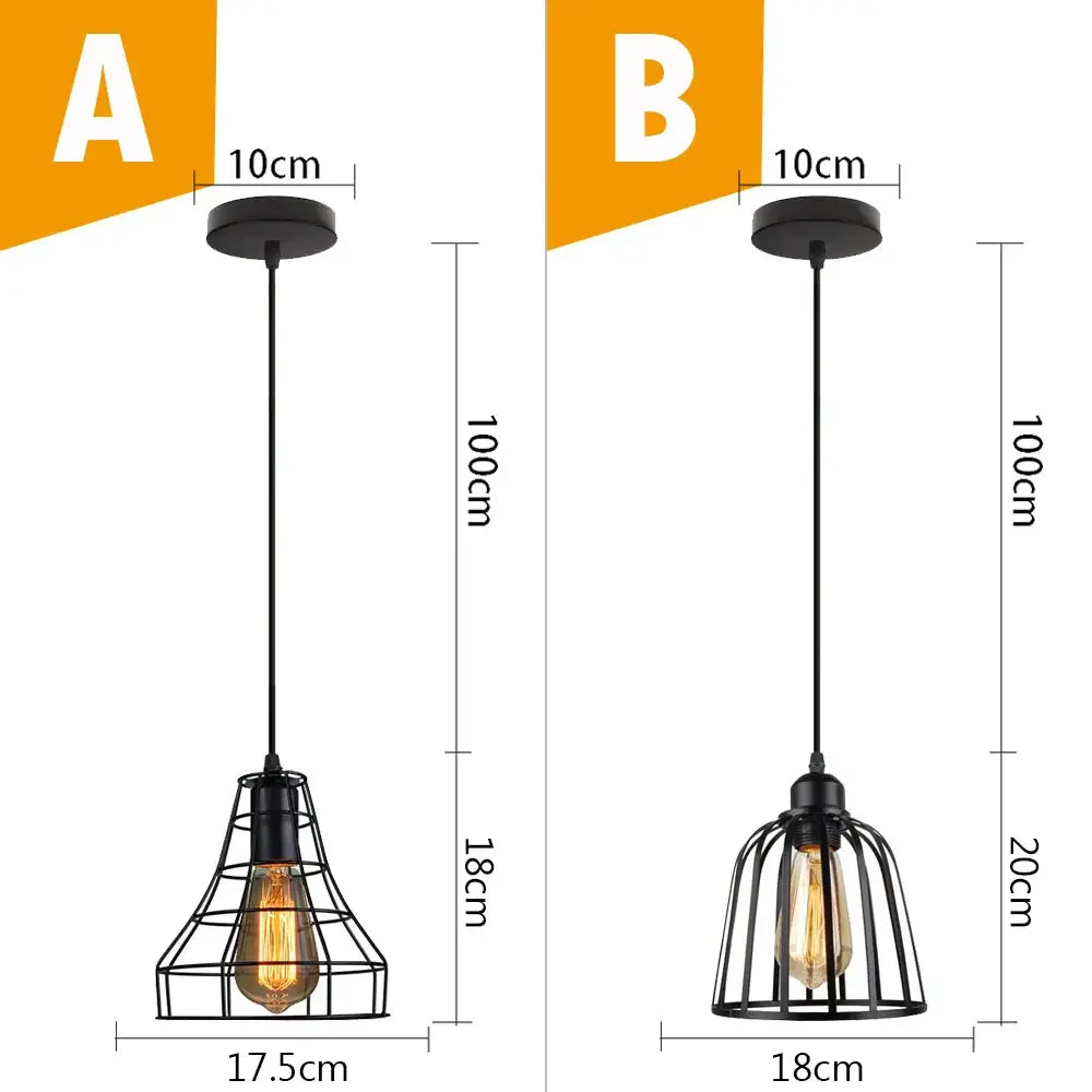 Vintage industrial black metal cage pendant light with exposed filament bulbs for kitchen lighting decorbites black metal