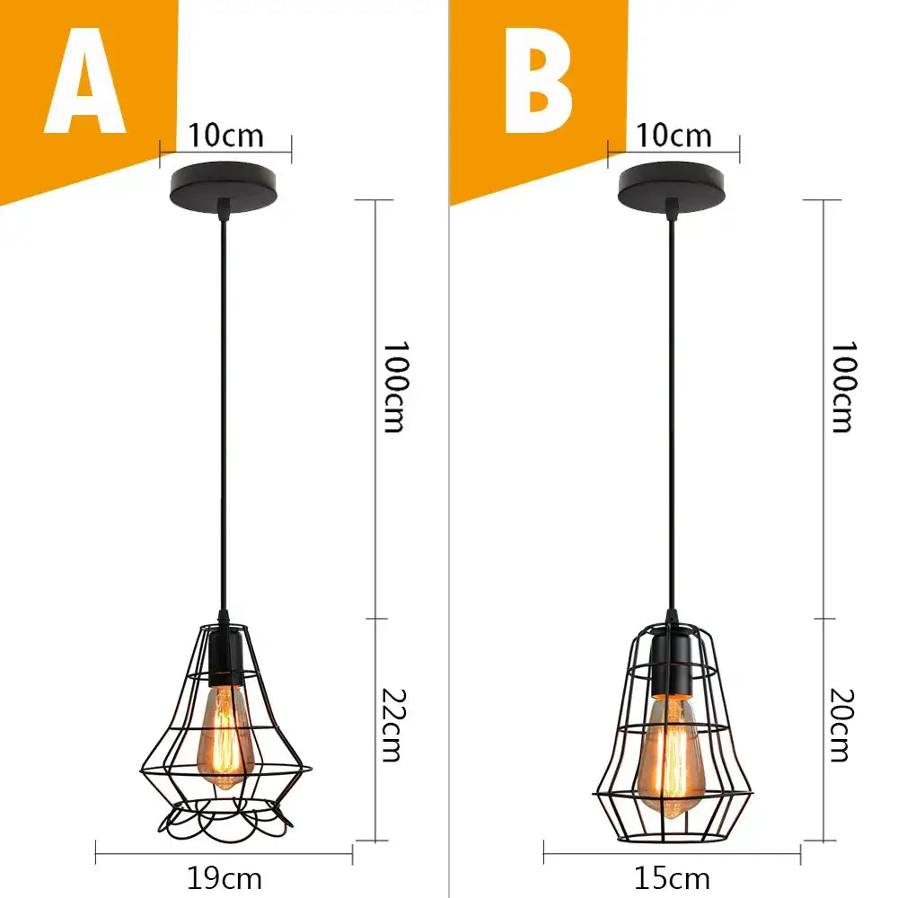 Vintage industrial black metal cage pendant light featuring exposed edison bulbs for kitchen decorbites black metal lighting