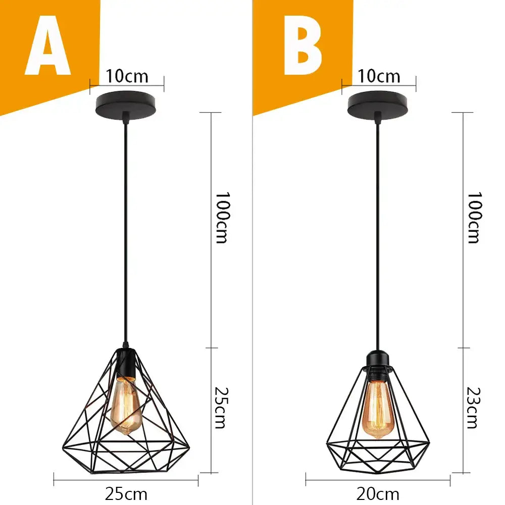 Vintage industrial black metal cage pendant light with exposed filament bulbs for kitchen lighting decorbites black metal