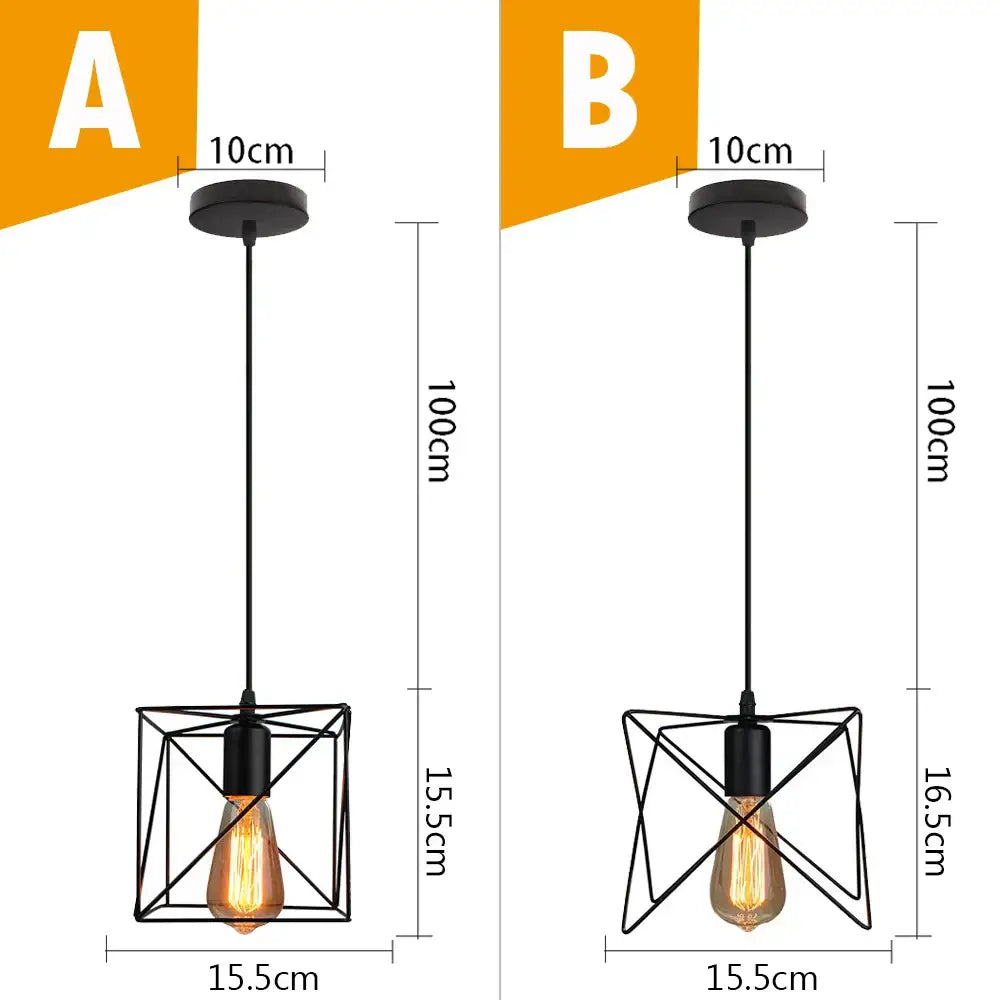 Vintage industrial black metal cage pendant light kitchen lighting featuring decorbites black metal models a and b with exposed bulbs
