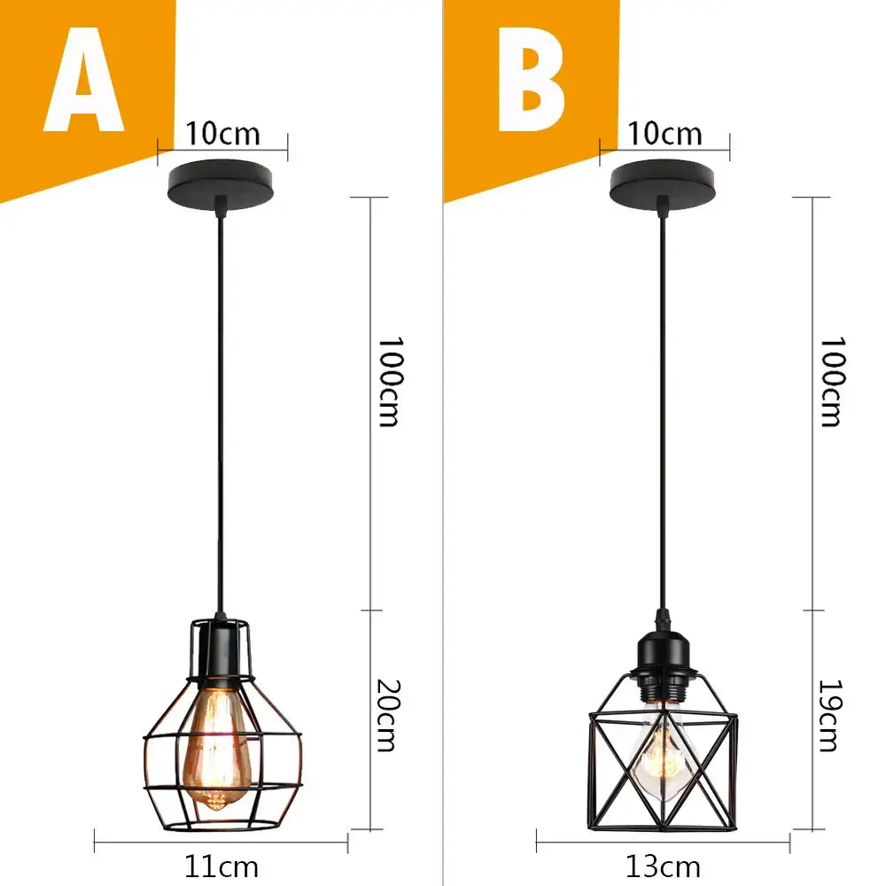 Vintage industrial black metal cage pendant light with exposed filament bulbs for kitchen decorbites black metal lighting