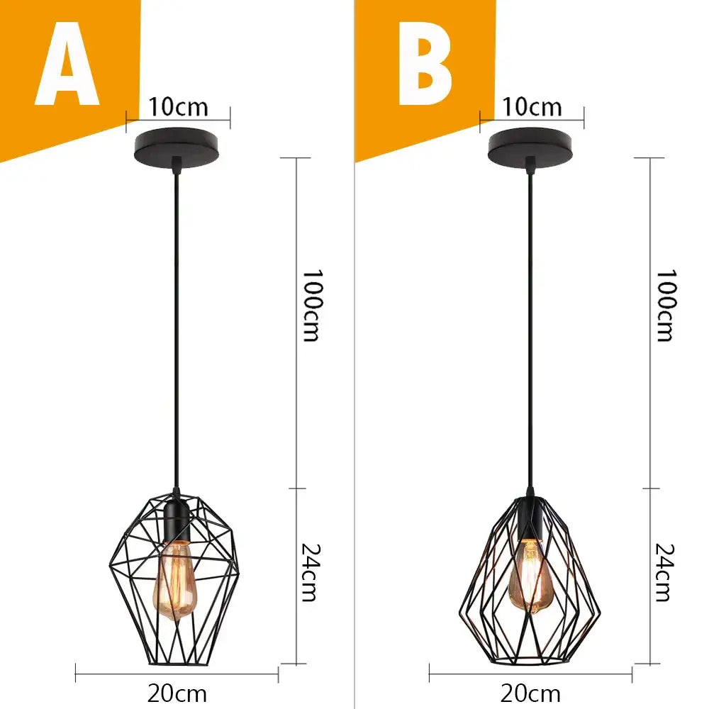 Vintage industrial black metal cage pendant light with exposed filament bulb for kitchen decorbites black metal lighting