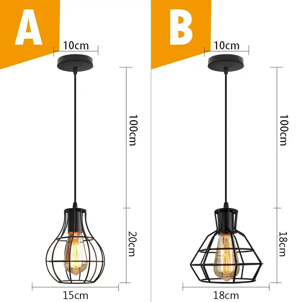 Vintage industrial black metal cage pendant light featuring exposed filament bulbs for kitchen lighting decorbites black metal