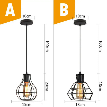 Vintage industrial black metal cage pendant light featuring exposed filament bulbs for kitchen lighting decorbites black metal