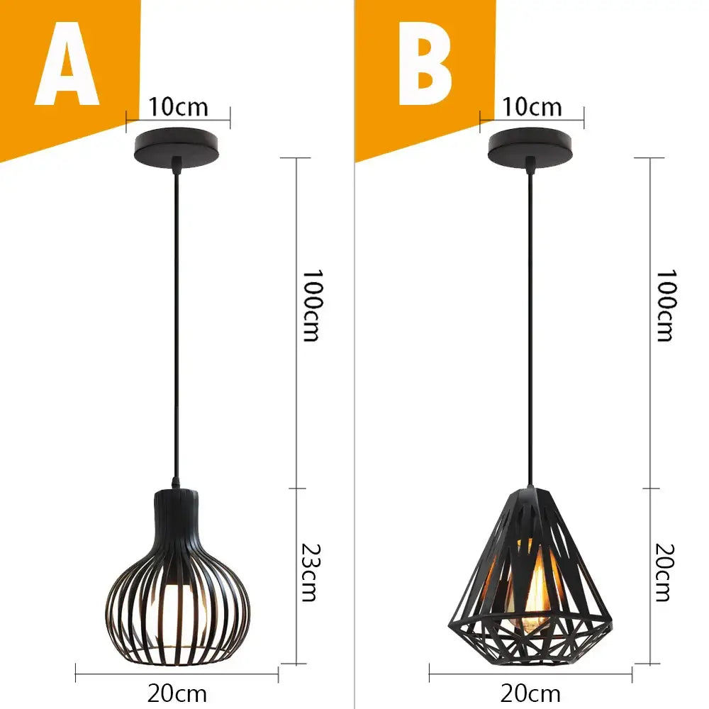 Black metal cage pendant light with geometric wireframe design vintage industrial kitchen lighting decorbites black metal