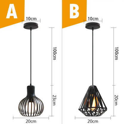 Black metal cage pendant light with geometric wireframe design vintage industrial kitchen lighting decorbites black metal
