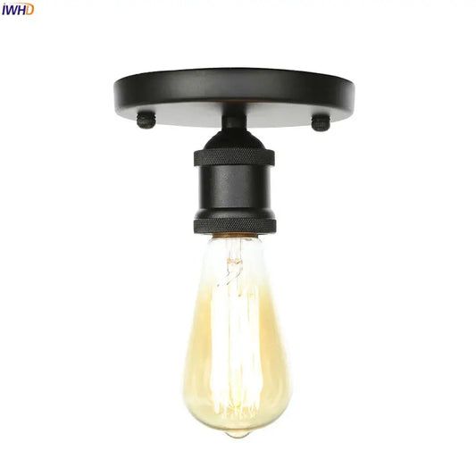 Black metal vintage industrial ceiling lamp featuring a vintage edison bulb for living room decorbites black metal style