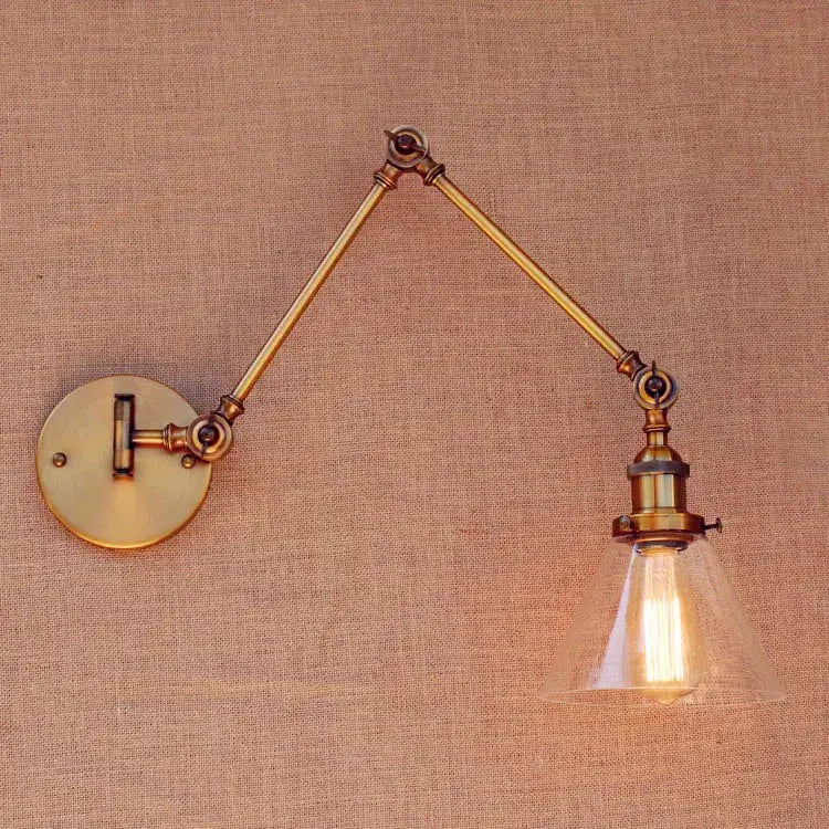 Vintage industrial brass glass ball swing arm light bedroom sconce with adjustable brass glass decorbites swing arm