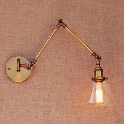 Vintage industrial brass glass ball swing arm light bedroom sconce with adjustable brass glass decorbites swing arm