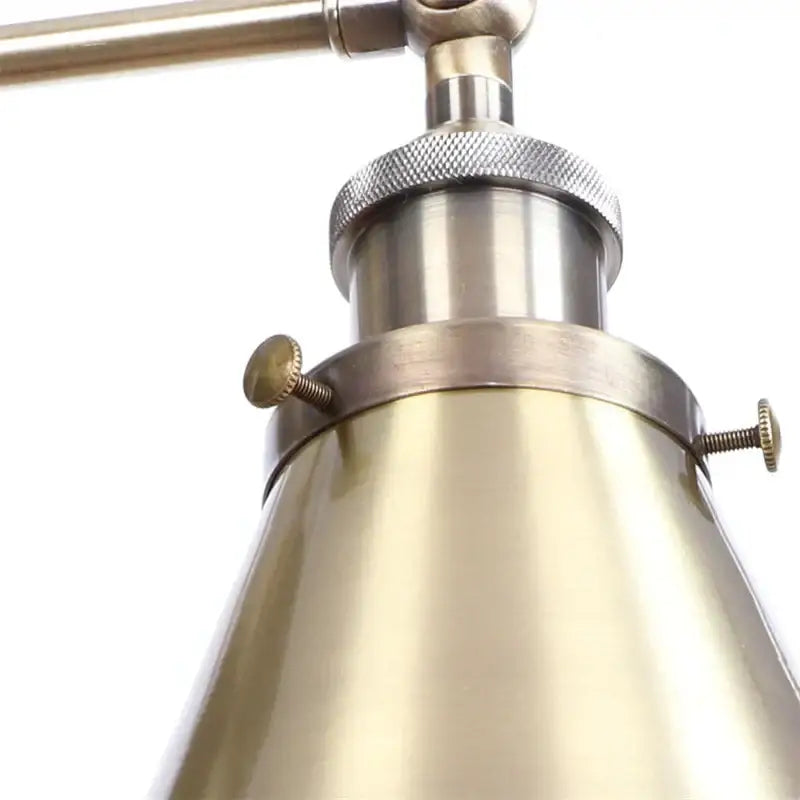 Vintage industrial brass iron led wall lamp with conical shade and adjustable arm for bedroom reading decorbites iron led