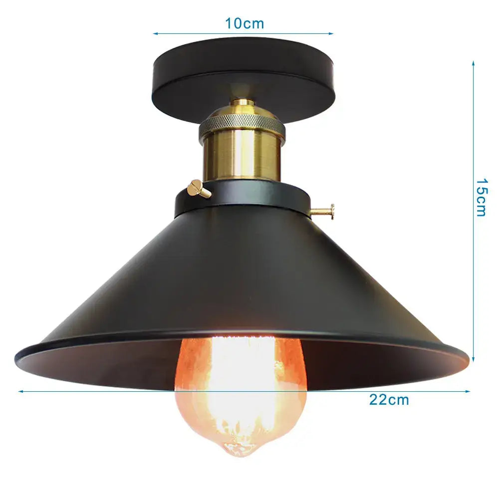 Vintage industrial flush mount light in black and bronze with black matte finish and edison bulb for kitchen decorbites industrial flush