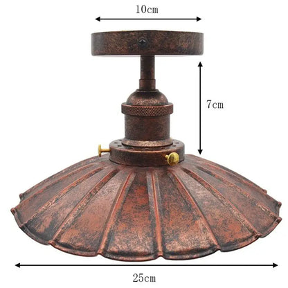 Vintage industrial flush mount light in black and antique bronze with fluted design 25cm diameter 7cm height for kitchen decorbites industrial flush