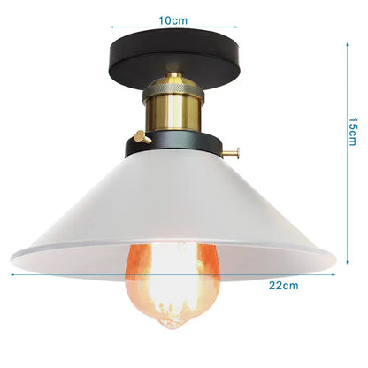 Vintage industrial flush mount light with matte white shade, brass and black hardware, and exposed Edison bulb for kitchen decorbites industrial flush