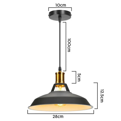 Vintage iron black pendant lights featuring black industrial-style pendant lights with brass socket and warm interior