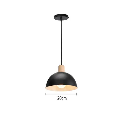 Black dome iron black pendant light with wooden accent and matte finish for warm living room decorbites iron black lighting