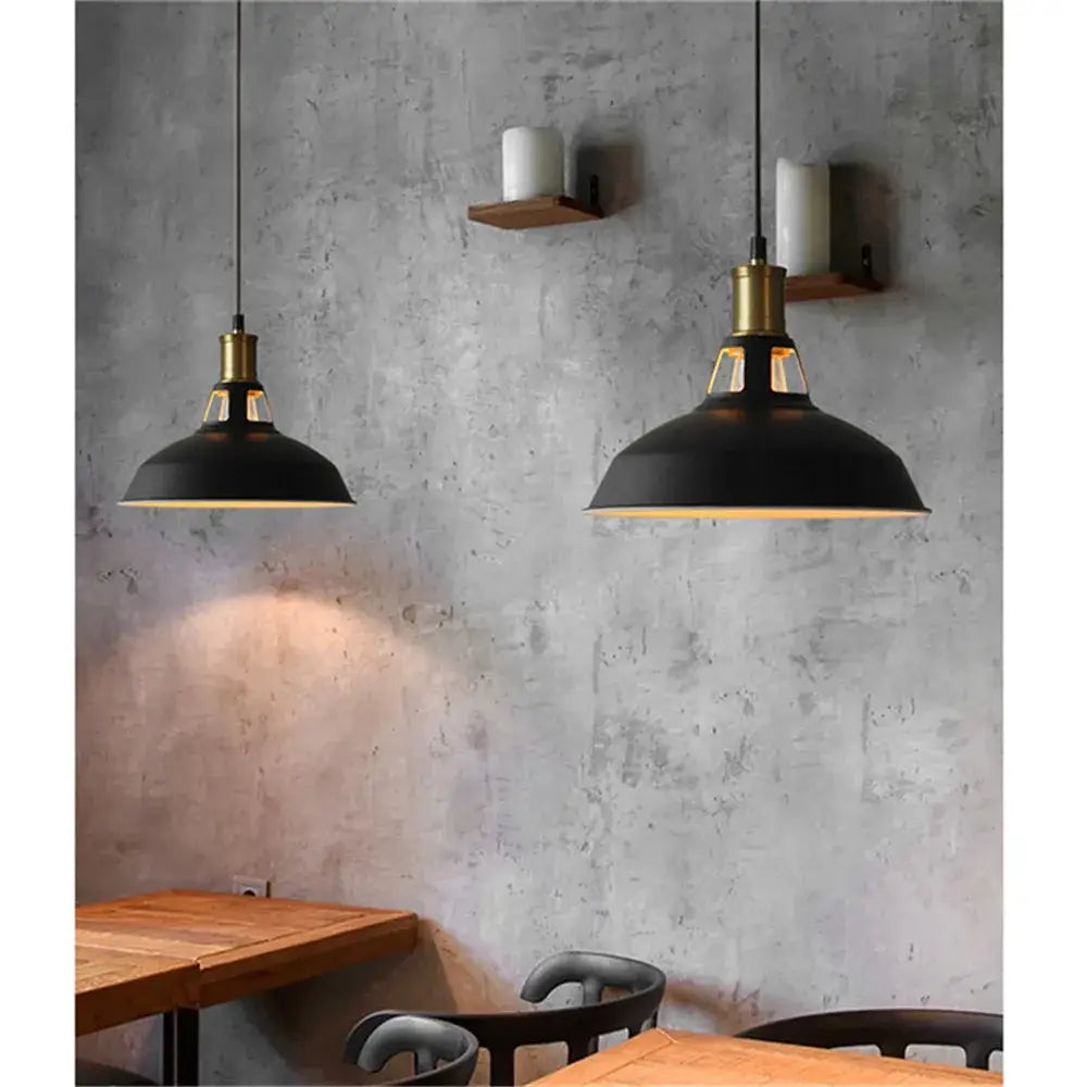 Black industrial iron black pendant lights with brass accents by decorbites for warm living room decor