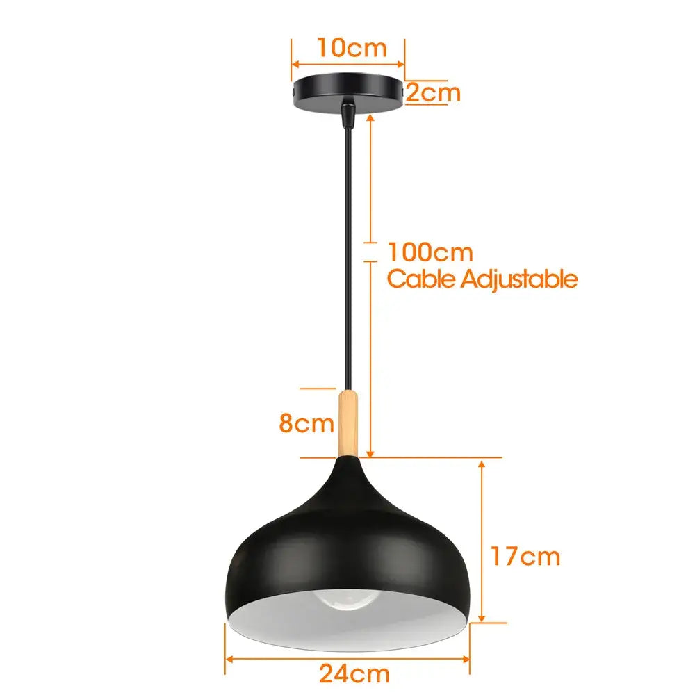 Black matte iron black pendant light with wooden accent and adjustable cable for living room decorbites iron black pendant lights
