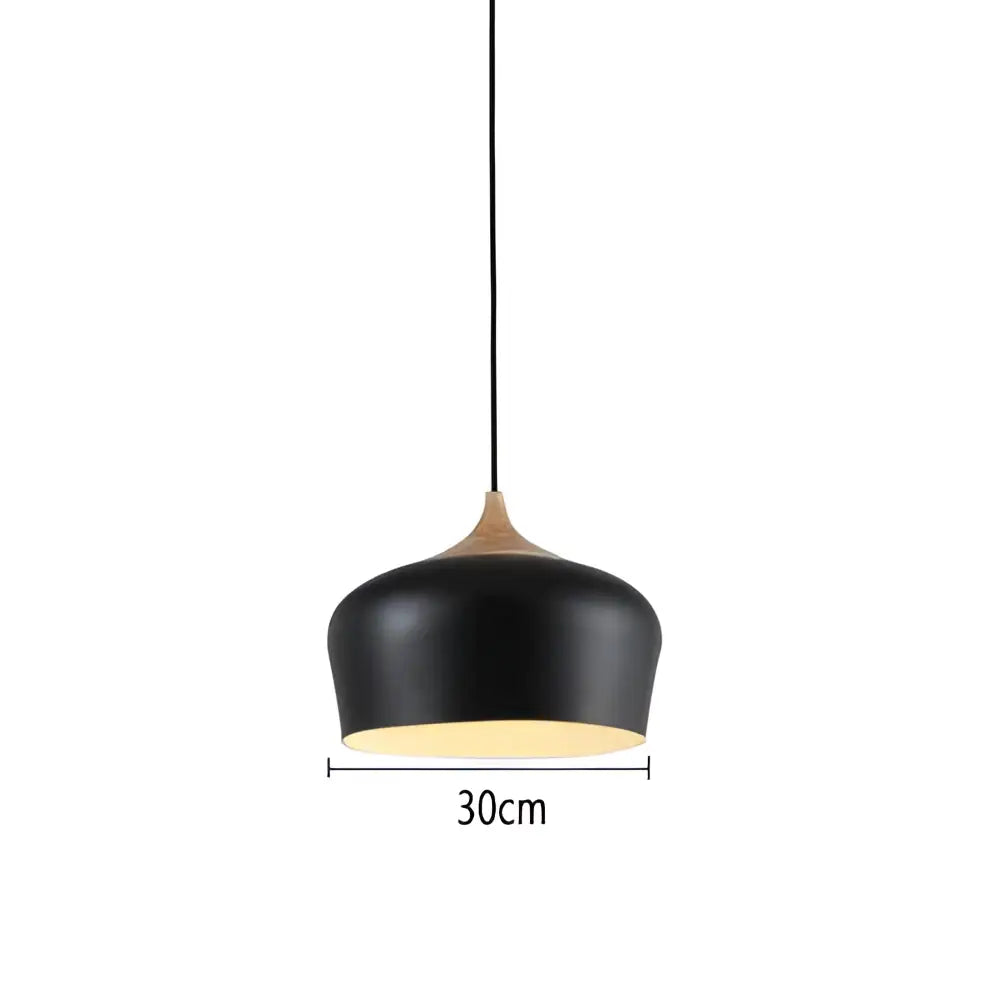 Vintage iron black pendant light with matte finish wooden accent 30cm diameter ideal for living room decorbites iron black