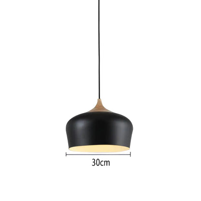 Vintage iron black pendant light with matte finish wooden accent 30cm diameter ideal for living room decorbites iron black